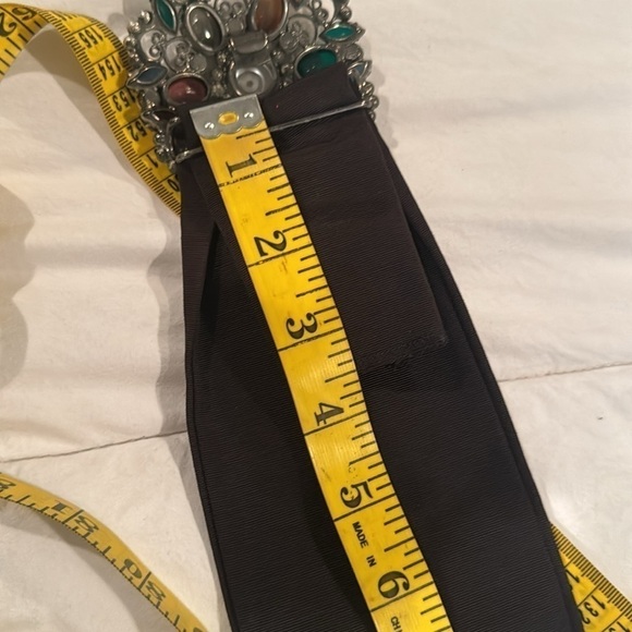 Juliana belt buckle. Vintage Black belt with the stunning buckle. It is metal main image 11